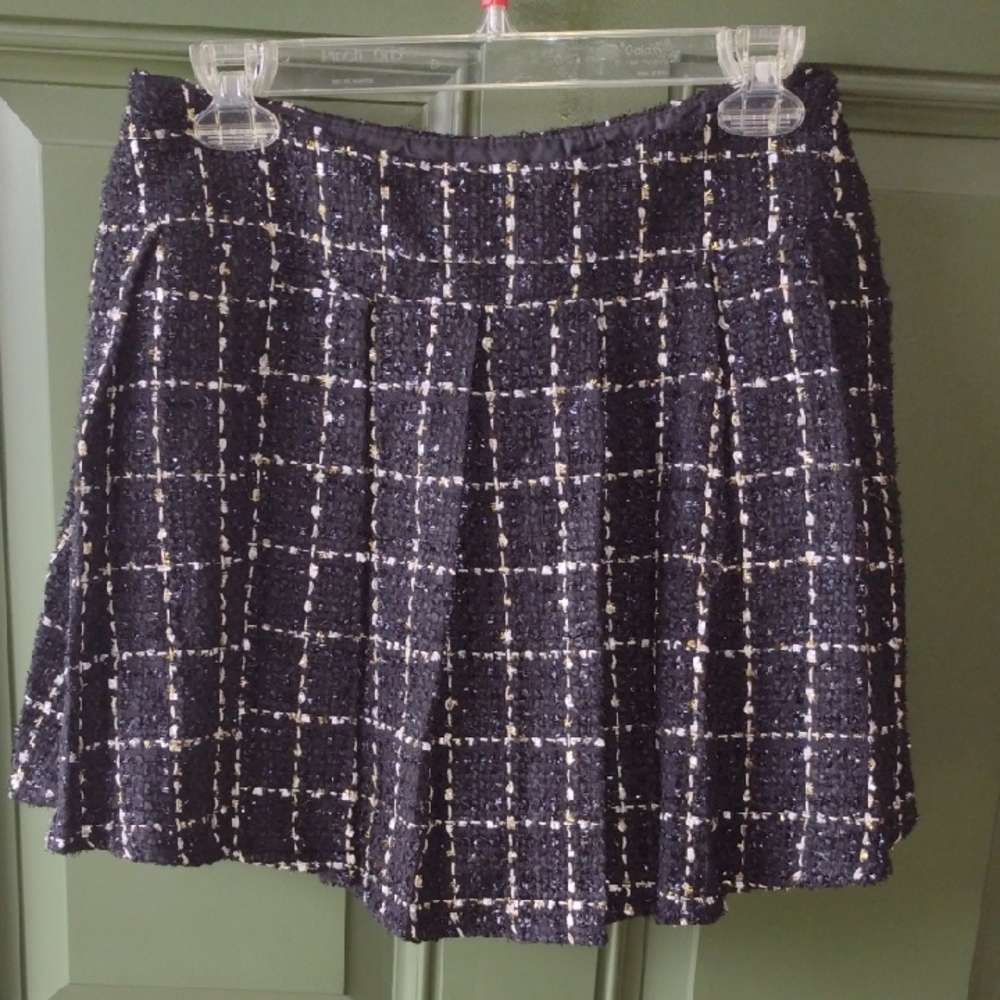Elegant Black, Gold and White Checkered Skirt  With Jacket.